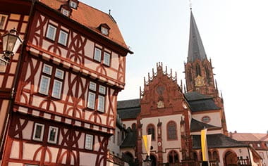 View of the basilica in the old town of Aschaffenburg